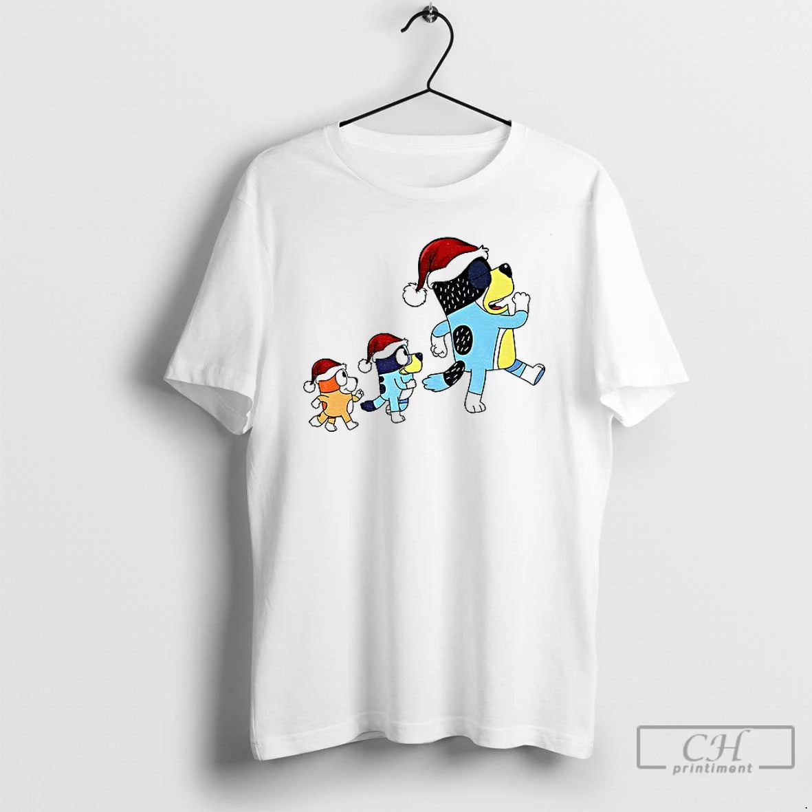 Classic Bluey Bingo Bandit Santa Hat Walk Merry T-Shirts, Hoodie, Sweatshirt