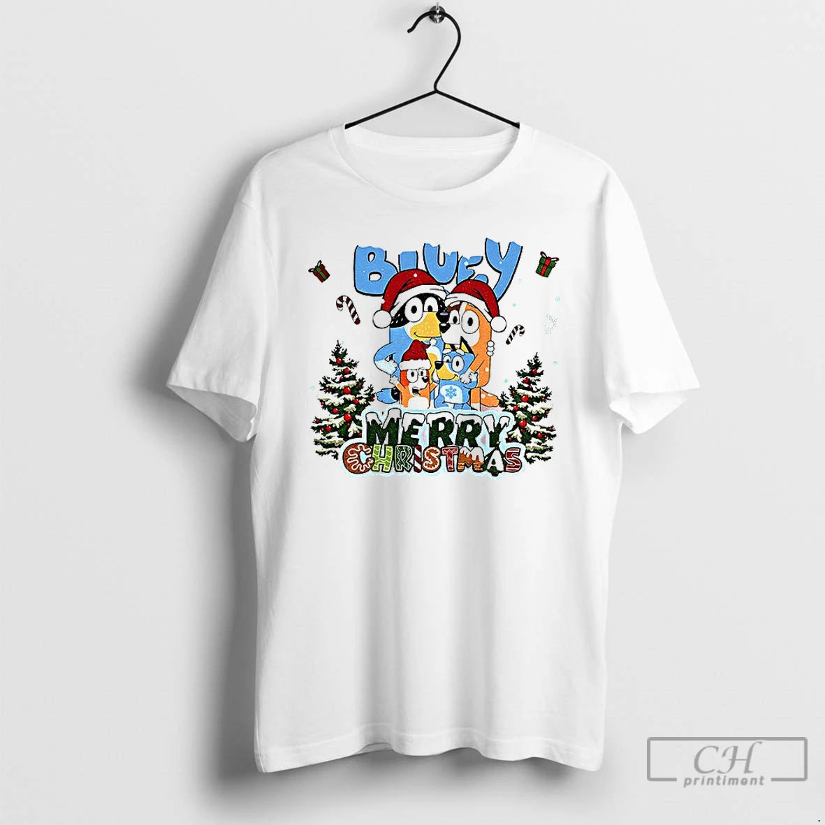 Classic Bluey Family Santa Hat Merry Christmas T-Shirts, Hoodie, Sweatshirt | PopFlextees.com