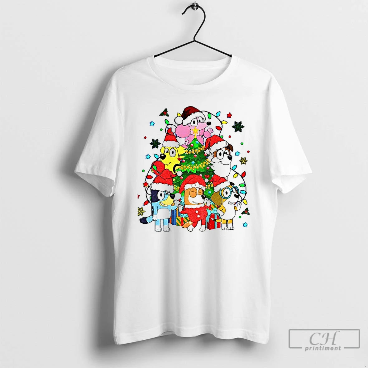 Classic Bluey Friends Santa Hat Merry T-Shirts, Hoodie, Sweatshirt