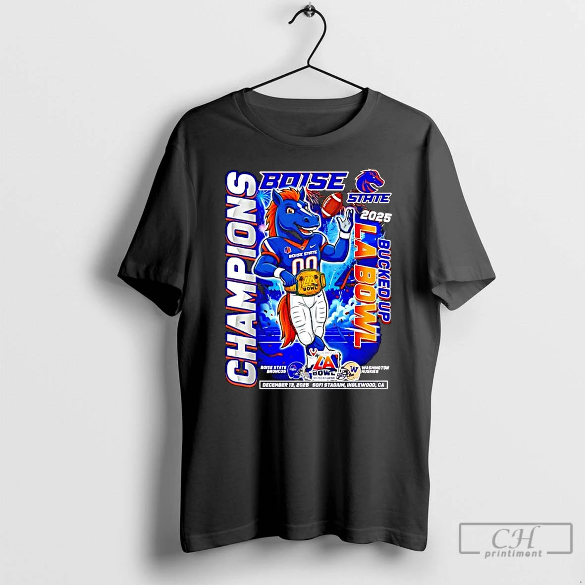 Classic Boise State Broncos And Washington Huskies Bucked Up La Bowl Champions 2025 T Shirts Hoodie, Sweatshirt