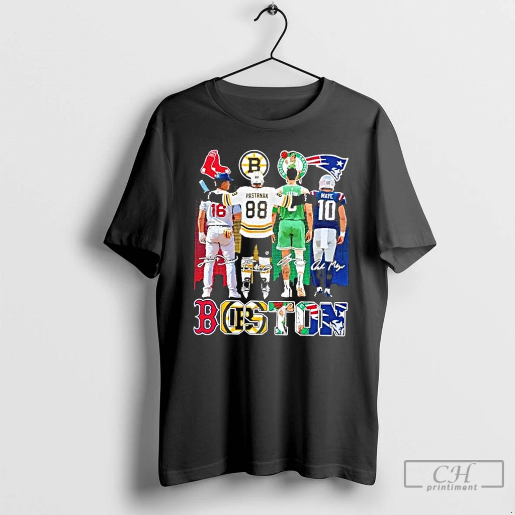 Classic Boston City Sports Teams Legends Skyline Signatures T-Shirts, Hoodie, Sweatshirt | PopFlextees.com