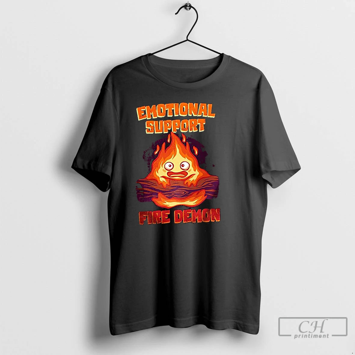 Classic Calcifer Emotional Support Fire Demon Howls Moving Castle Anime T-Shirts, Hoodie, Sweatshirt | PopFlextees.com