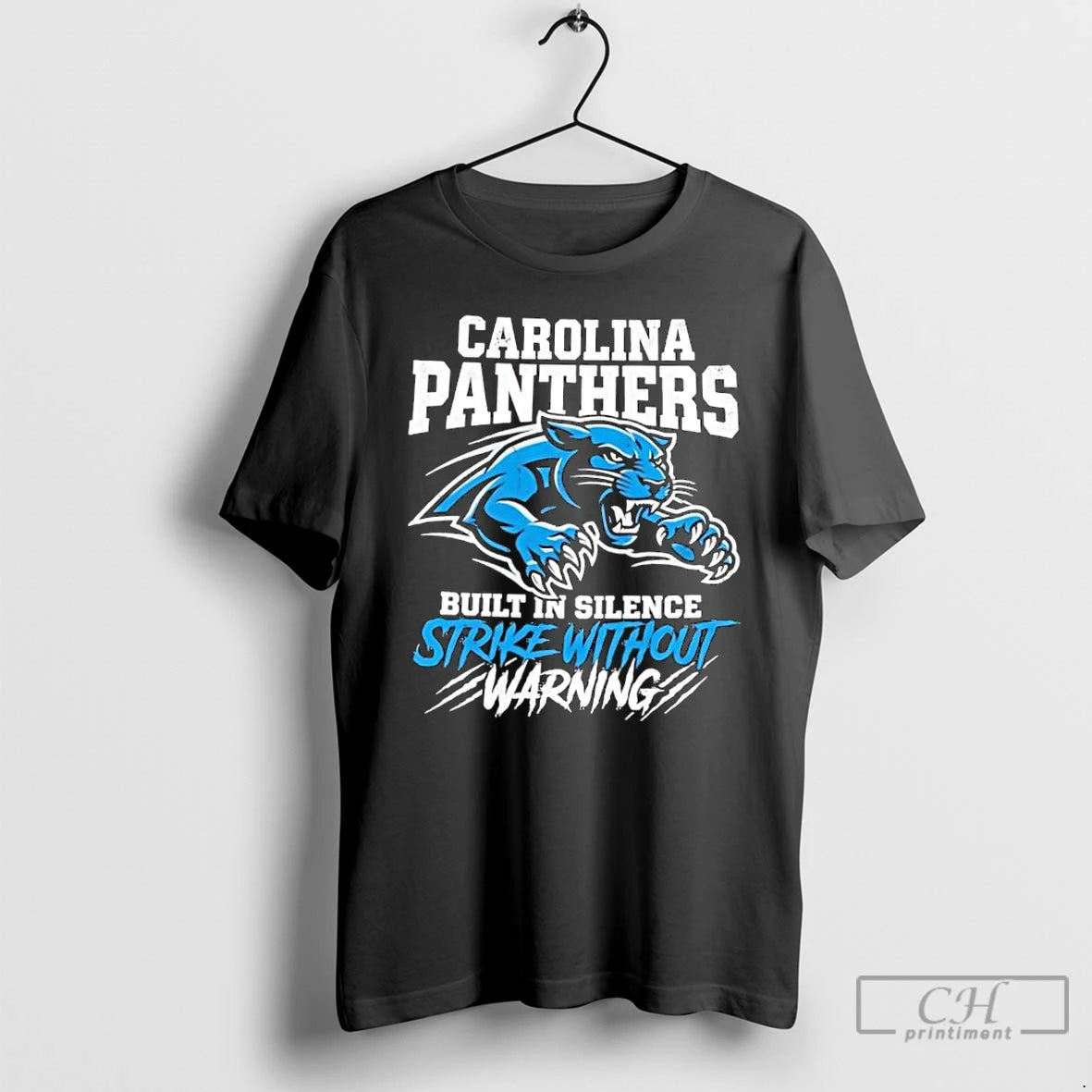 Classic Carolina Panthers Built In Silence Strike Without Warning Graphic T-Shirts, Hoodie, Sweatshirt | PopFlextees.com