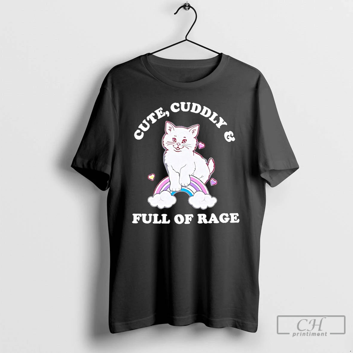 Classic Cat Cute Cuddly And Full Of Rage T-Shirts, Hoodie, Sweatshirt | PopFlextees.com