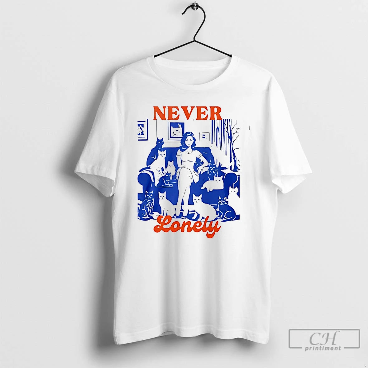 Classic Cat Lady Never Lonely T-Shirts, Hoodie, Sweatshirt | PopFlextees.com