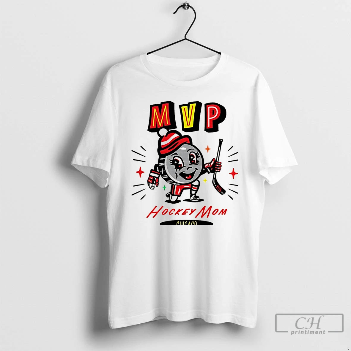 Classic Chicago Hockey Mom Mvp 2025 Cartoon Christmas T-Shirts, Hoodie, Sweatshirt | PopFlextees.com