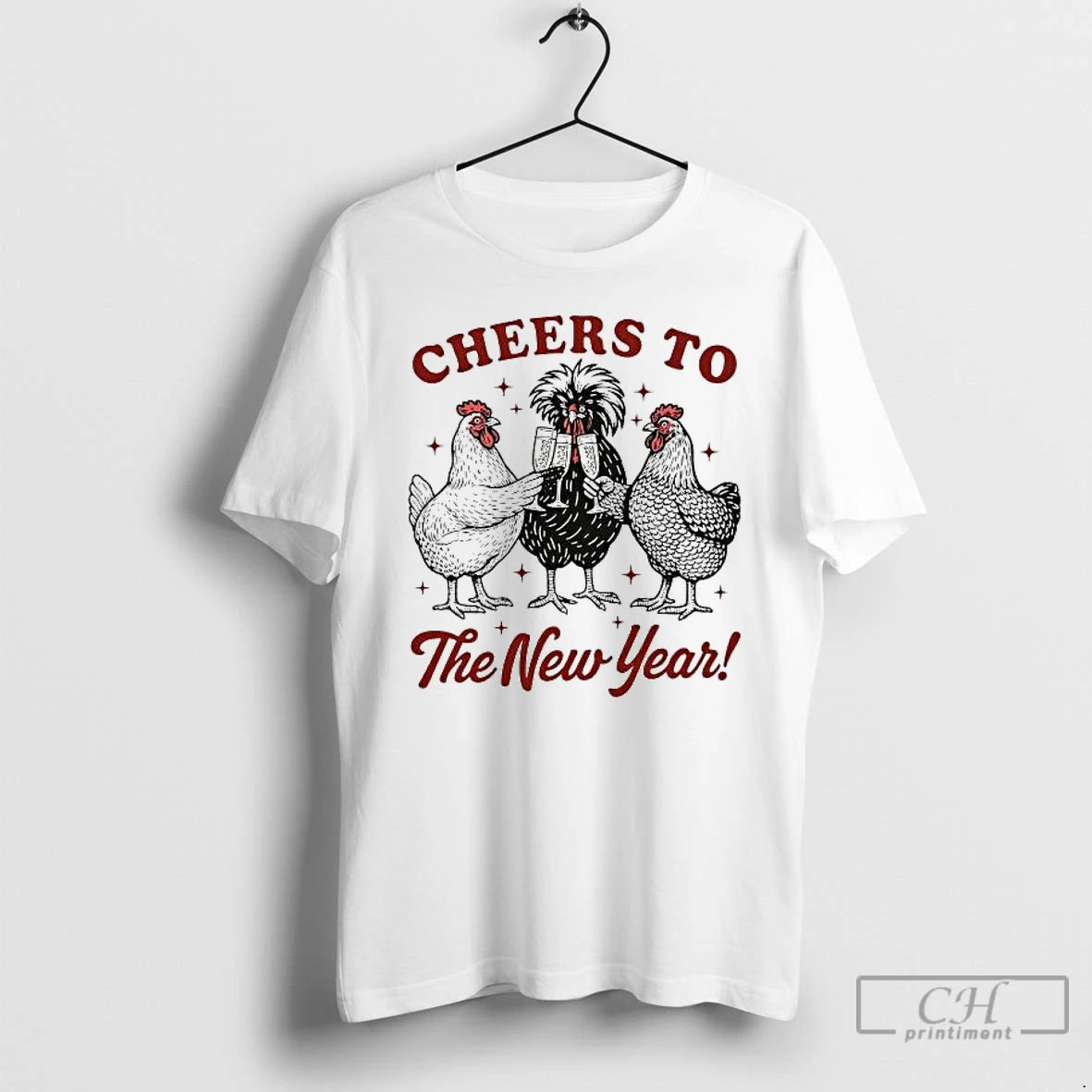 Classic Chicken Cheers To The New Year T-Shirts, Hoodie, Sweatshirt | PopFlextees.com