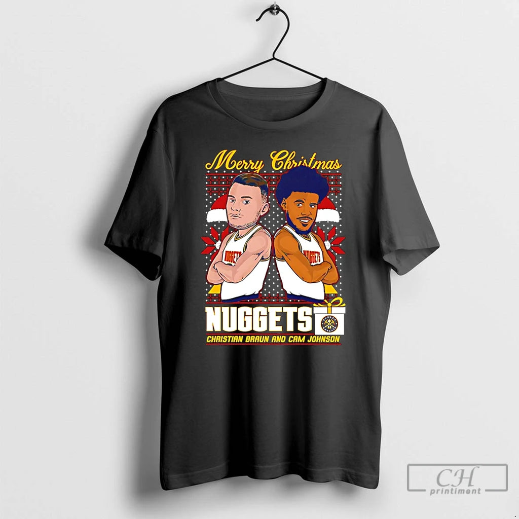Classic Christian Braun And Cam Johnson Nuggets Merry Christmas T-Shirts, Hoodie, Sweatshirt | PopFlextees.com