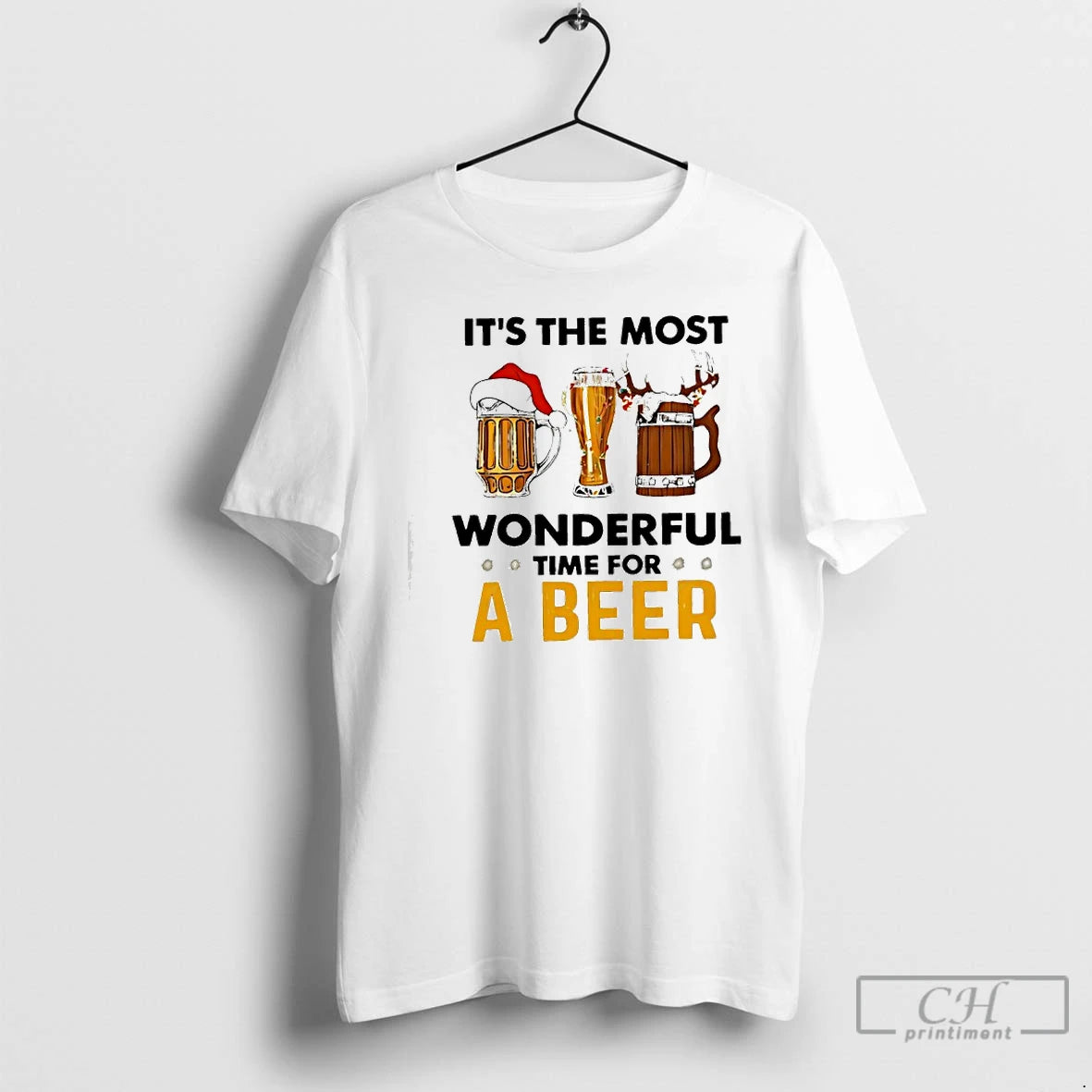 Classic Christmas Red Bow Reindeer Its The Most Wonderful Time For A Beer T Shirts Hoodie, Sweatshirt | PopFlextees.com