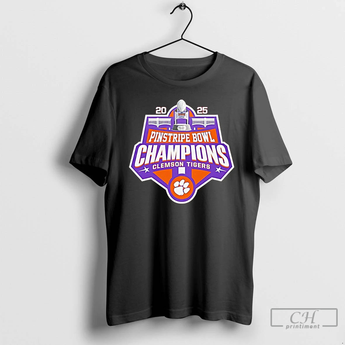 Classic Clemson Tigers 2025 Pinstripe Bowl Champions Logo T-Shirts, Hoodie, Sweatshirt | PopFlextees.com