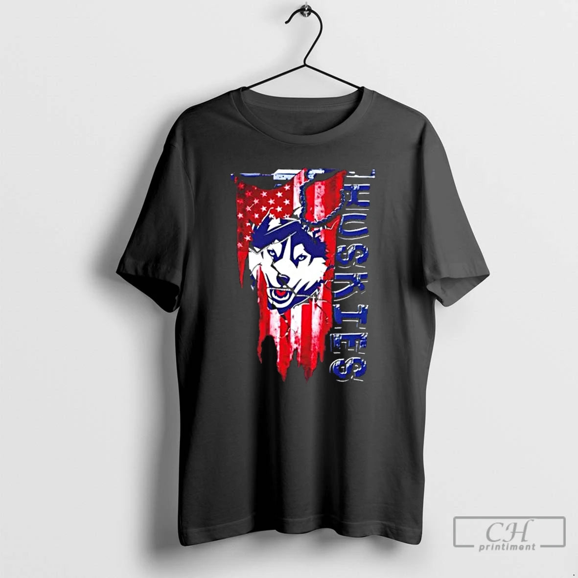 Classic Connecticut Huskies Football Battle Shattered Usa Flag Rip Design T-Shirts, Hoodie, Sweatshirt | PopFlextees.com