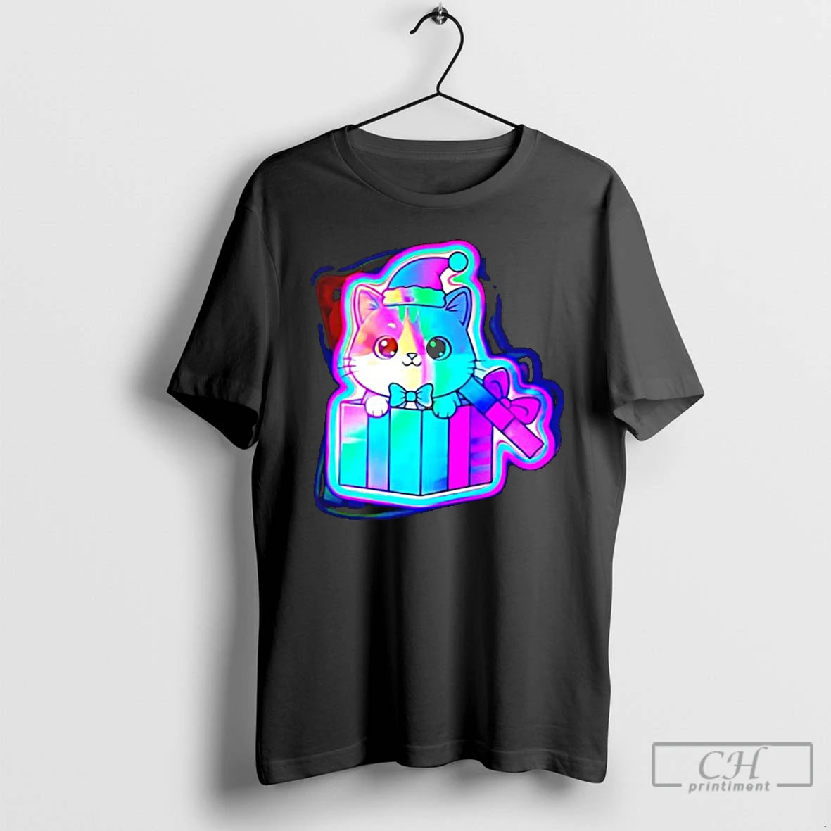 Classic Cute Christmas Cat Neon T-Shirts, Hoodie, Sweatshirt | PopFlextees.com