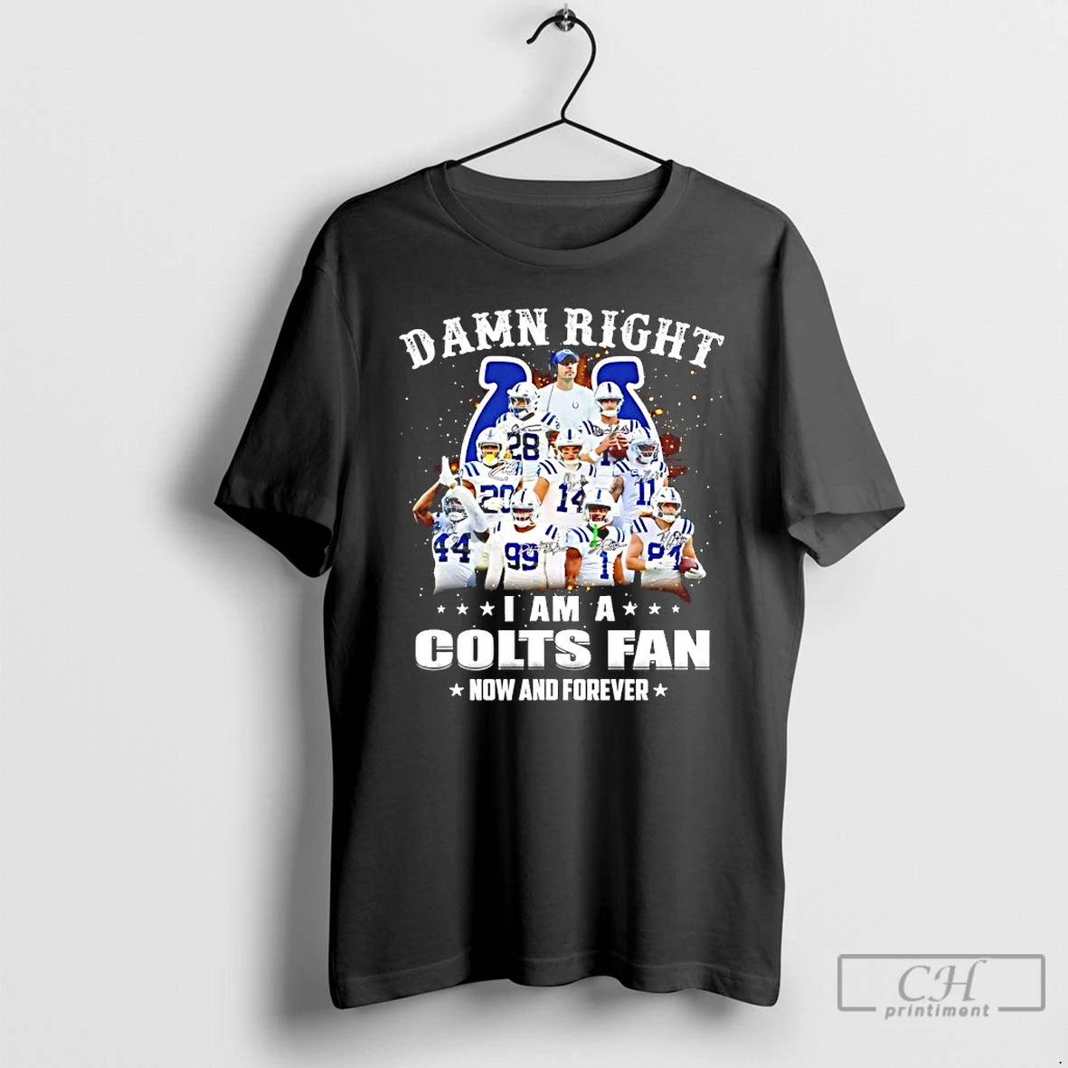 Classic Damn Right I Am A Colts Fan Now And Forever Player Collage Christmas Tree T-Shirts, Hoodie, Sweatshirt