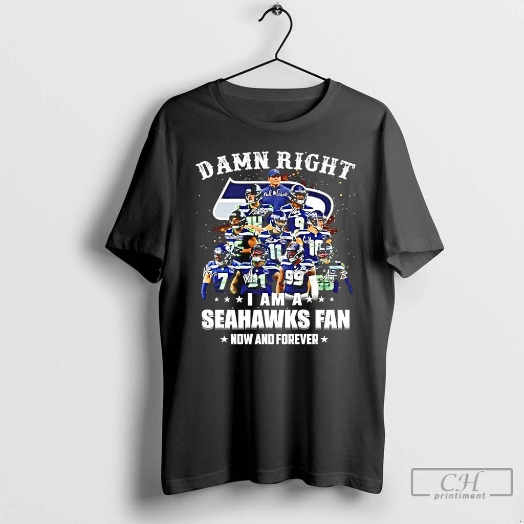 Classic Damn Right I Am A Seahawks Fan Now And Forever Player Collage Christmas Tree T-Shirts, Hoodie, Sweatshirt