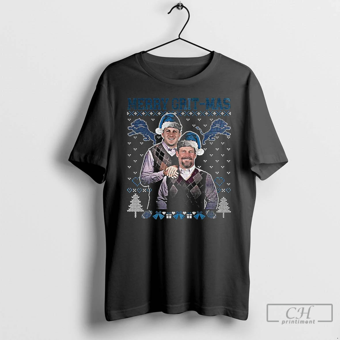 Classic Dan Campbell Jared Goff Merry Grit Mas Detroit Lions Christmas T-Shirts, Hoodie, Sweatshirt | PopFlextees.com