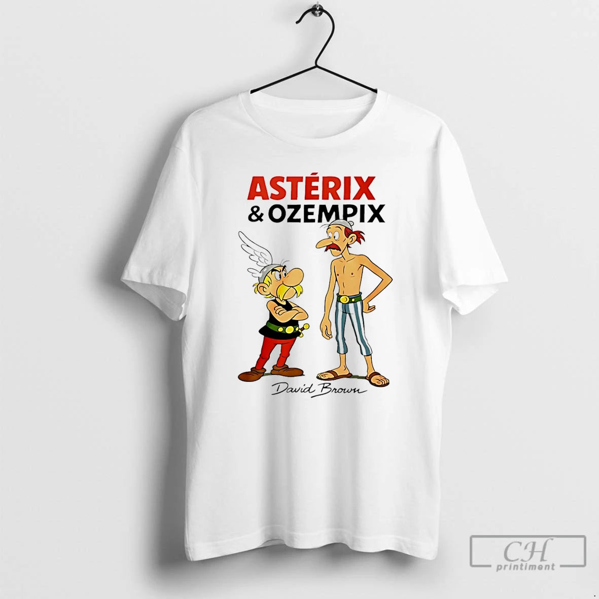 Classic David Brown Asterix And Ozempic Cartoon T-Shirts, Hoodie, Sweatshirt | PopFlextees.com