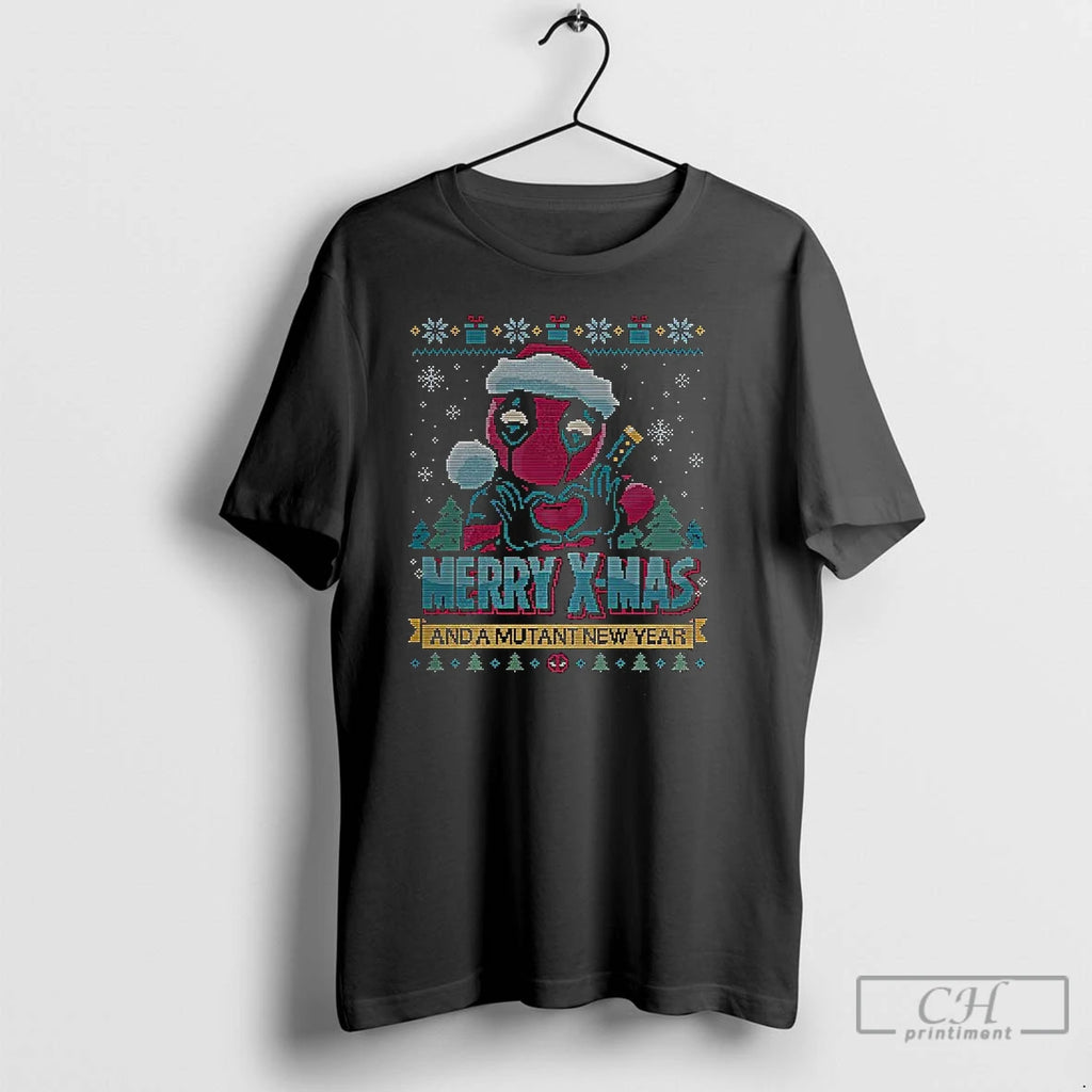 Classic Deadpool Merry Xmas And A Mutant New Year Ugly Christmas T-Shirts, Hoodie, Sweatshirt | PopFlextees.com