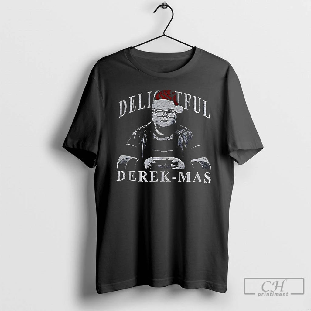 Classic Delightful Derek Mas Santa Hat Merry Christmas T-Shirts, Hoodie, Sweatshirt | PopFlextees.com