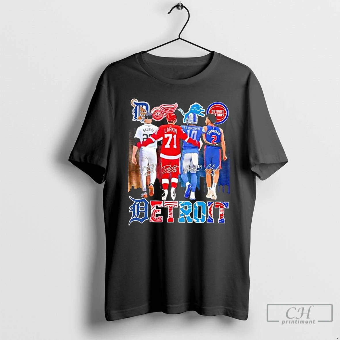 Classic Detroit City Sports Legends Skyline Signatures T-Shirts, Hoodie, Sweatshirt | PopFlextees.com