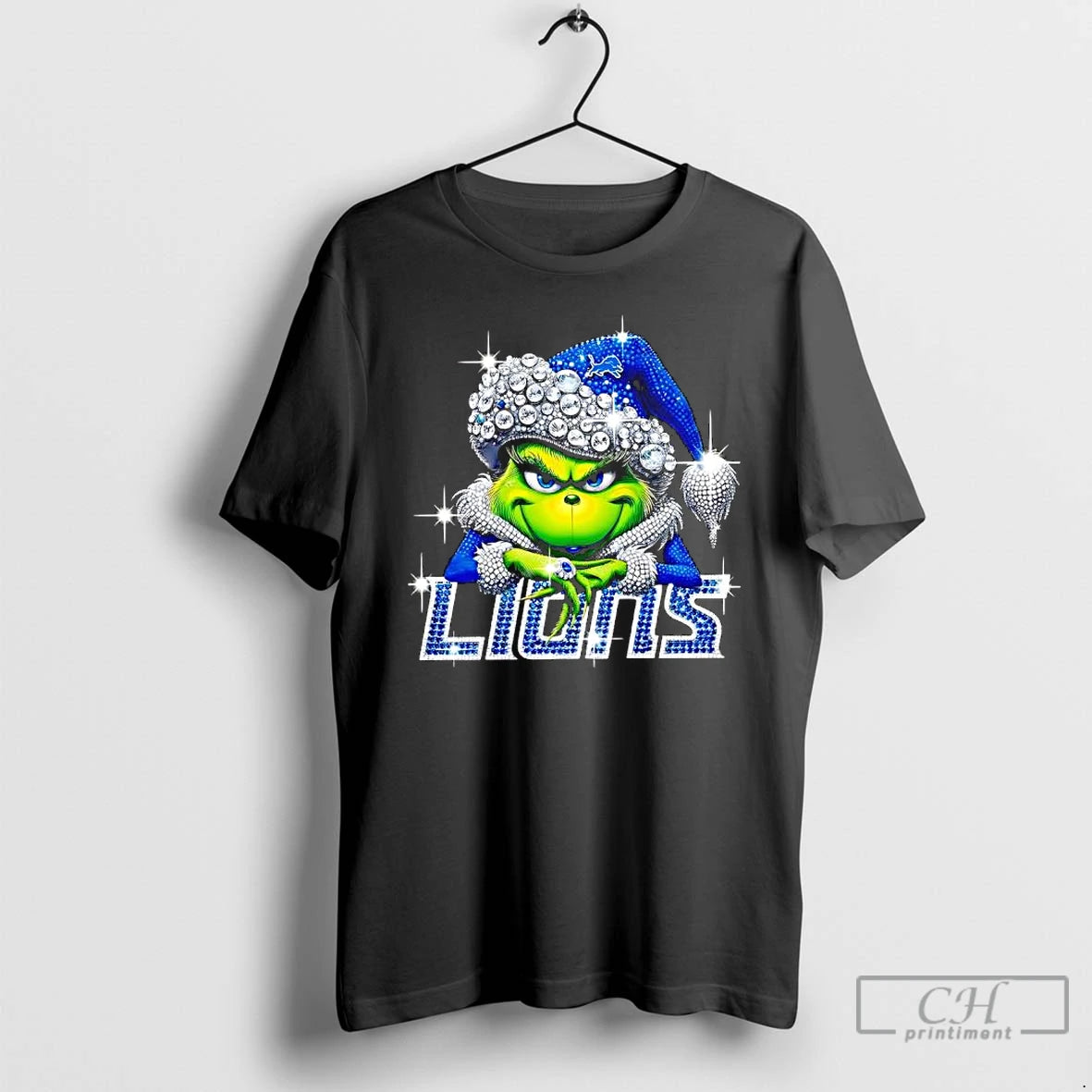 Classic Detroit Lions Grinch Christmas Bling Santa Hat T-Shirts, Hoodie, Sweatshirt | PopFlextees.com