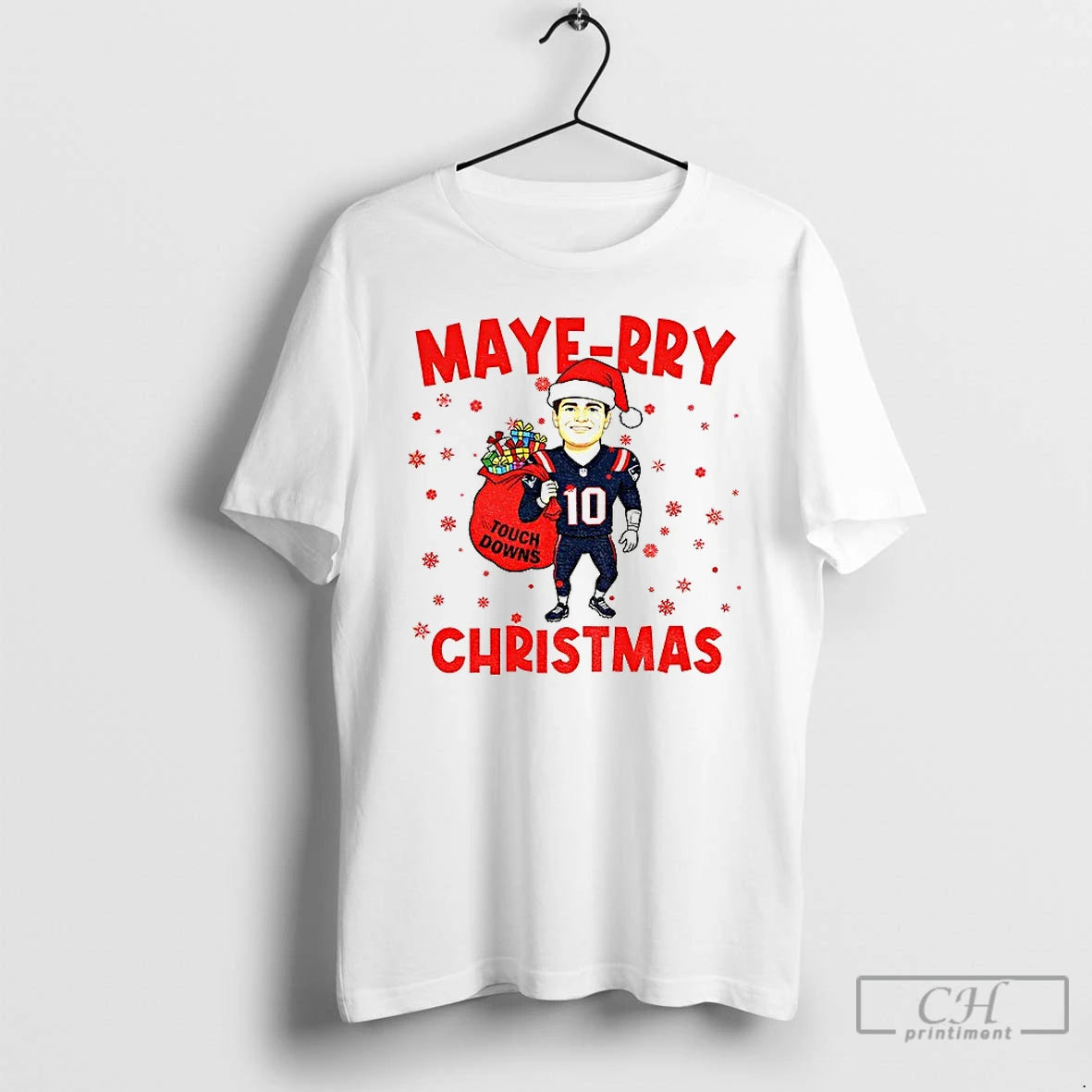 Classic Drake Maye Santa Hat Touchdowns Maye Rry Christmas Merry Christmas T-Shirts, Hoodie, Sweatshirt | PopFlextees.com
