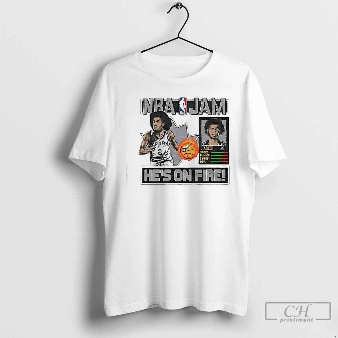Classic Dylan Harper Nba Jam San Antonio Spurs Basketball Hes On Fire T Shirts Sweater Hoodie, Sweatshirt | PopFlextees.com