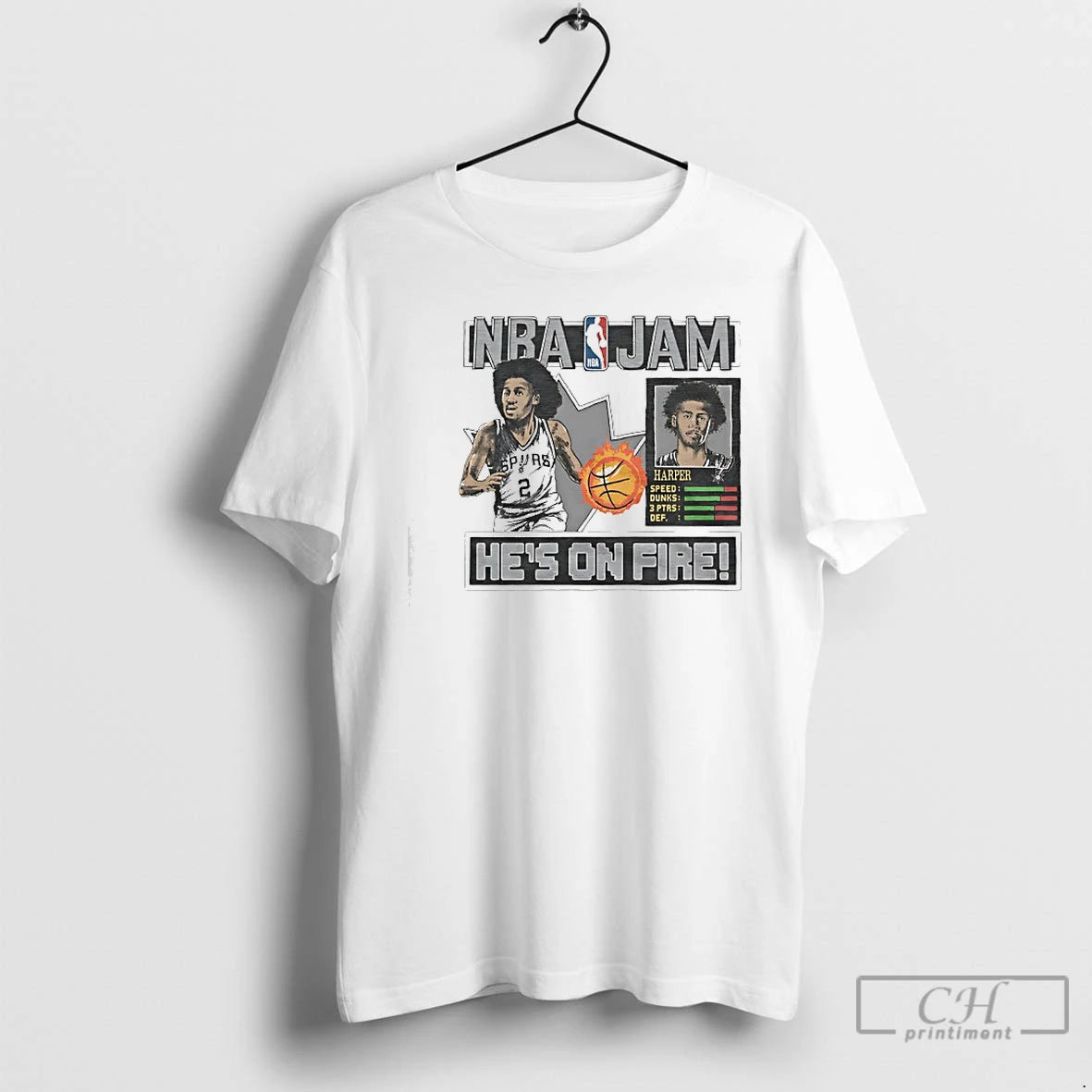 Classic Dylan Harper Nba Jam Hes On Fire San Antonio Spurs Basketball T Shirts Sweater Hoodie, Sweatshirt | PopFlextees.com