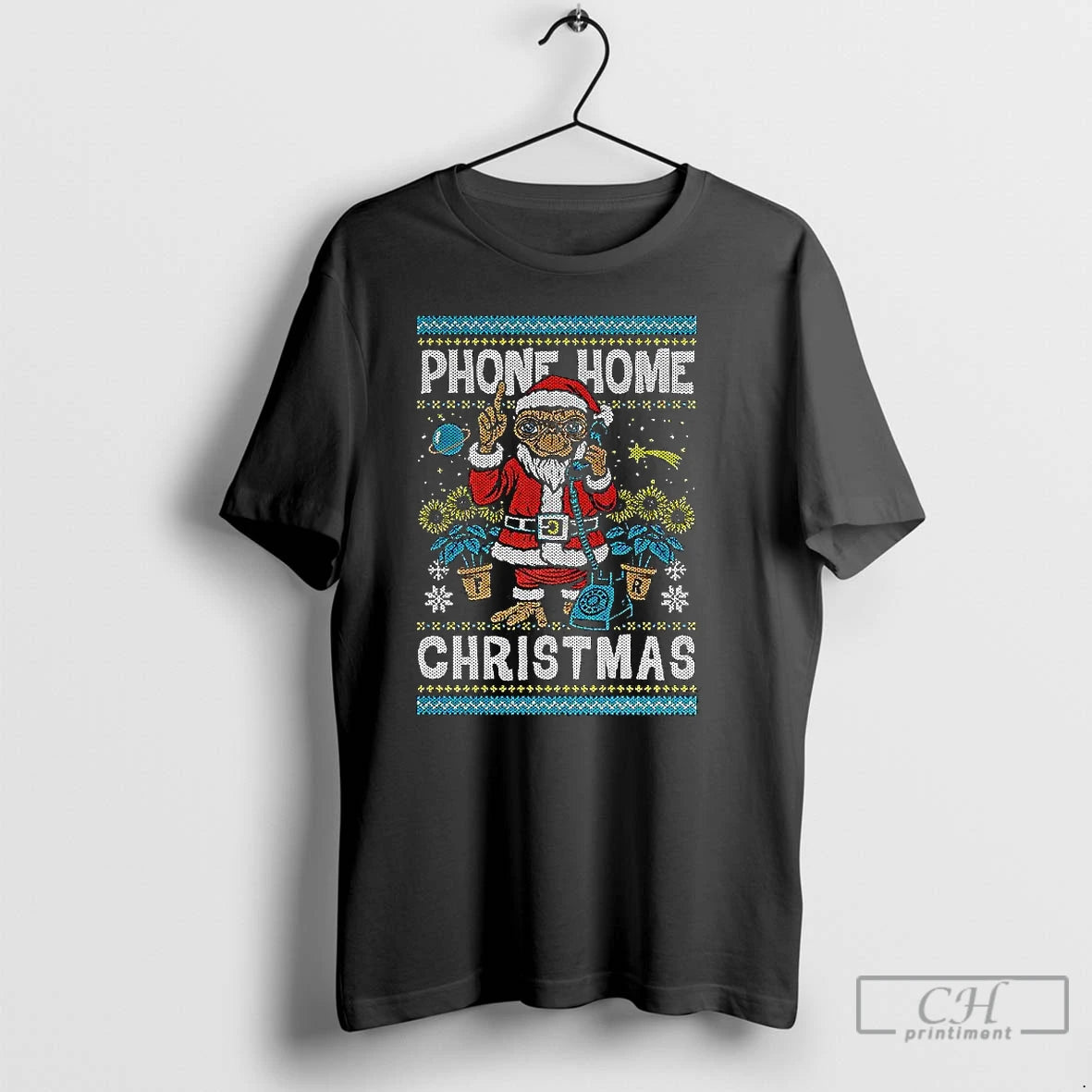 Classic E T Santa Outfit Phone Home Christmas Alien Ugly Xmas T-Shirts, Hoodie, Sweatshirt | PopFlextees.com
