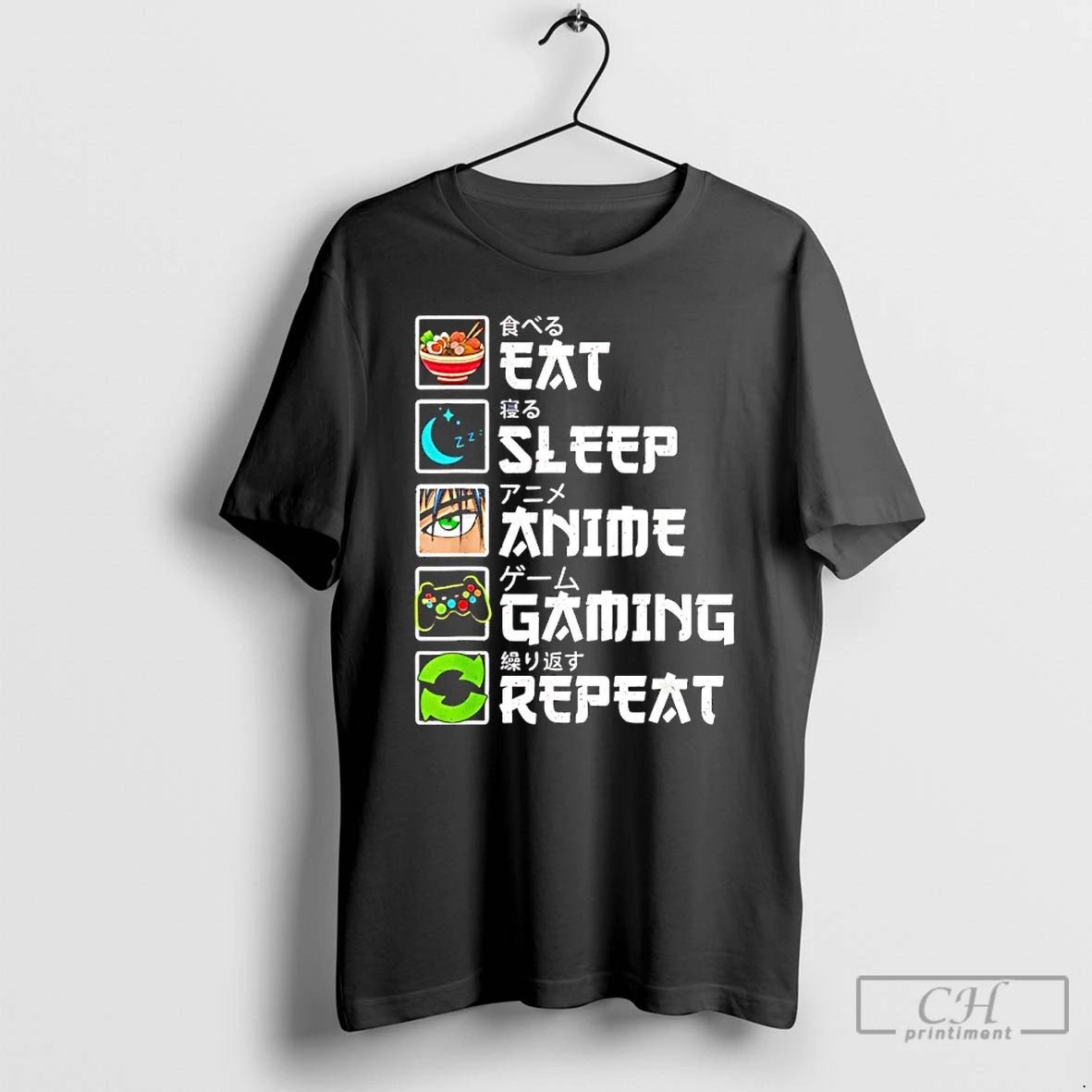 Classic Eat Sleep Anime Gaming Repeat Gamer T-Shirts, Hoodie, Sweatshirt | PopFlextees.com