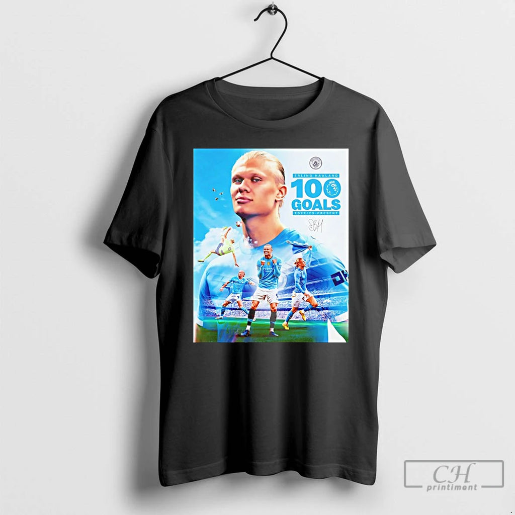 Classic Erling Haaland 100 Goals Premier League 2022 2023 Present Signature T-Shirts, Hoodie, Sweatshirt | PopFlextees.com