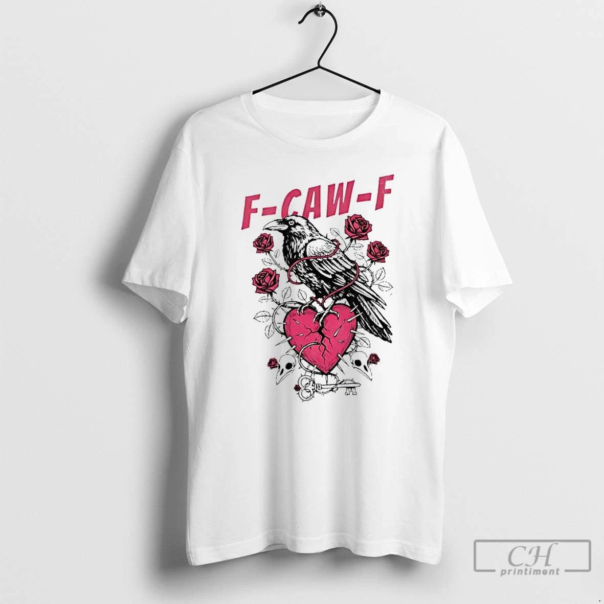 Classic F Caw F Raven Crow Heart Rose T-Shirts, Hoodie, Sweatshirt | PopFlextees.com