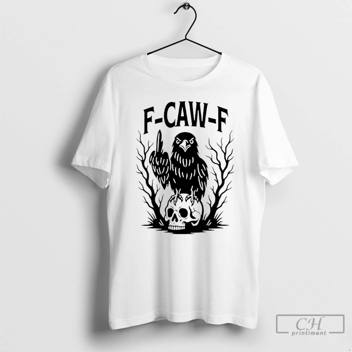 Classic F Caw F Gothic Raven Middle Finger T-Shirts, Hoodie, Sweatshirt | PopFlextees.com