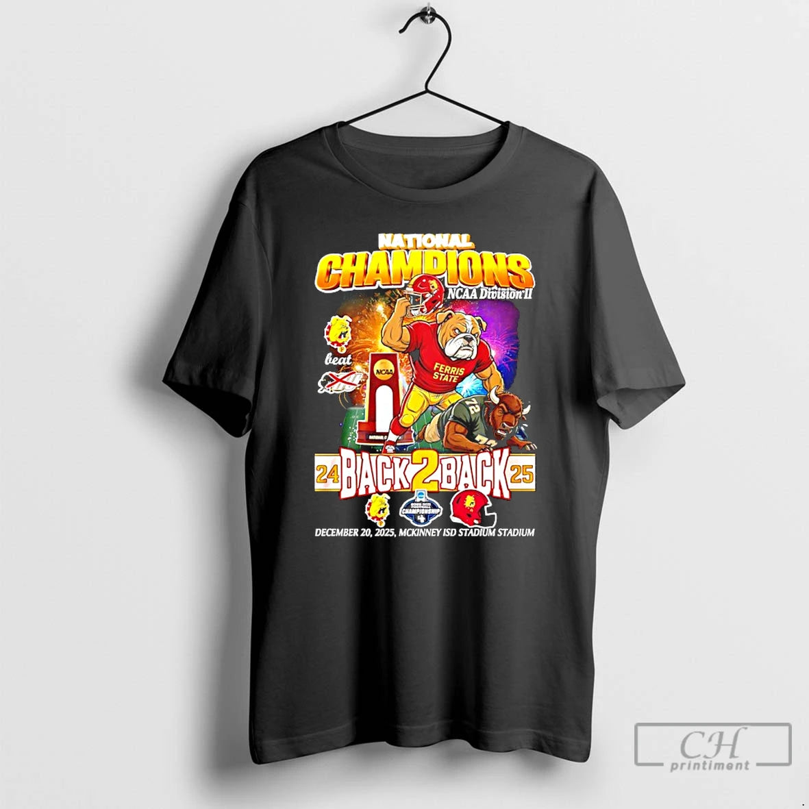 Classic Ferris State Bulldogs Back To Back 2025 National Champions Mascot T-Shirts, Hoodie, Sweatshirt | PopFlextees.com