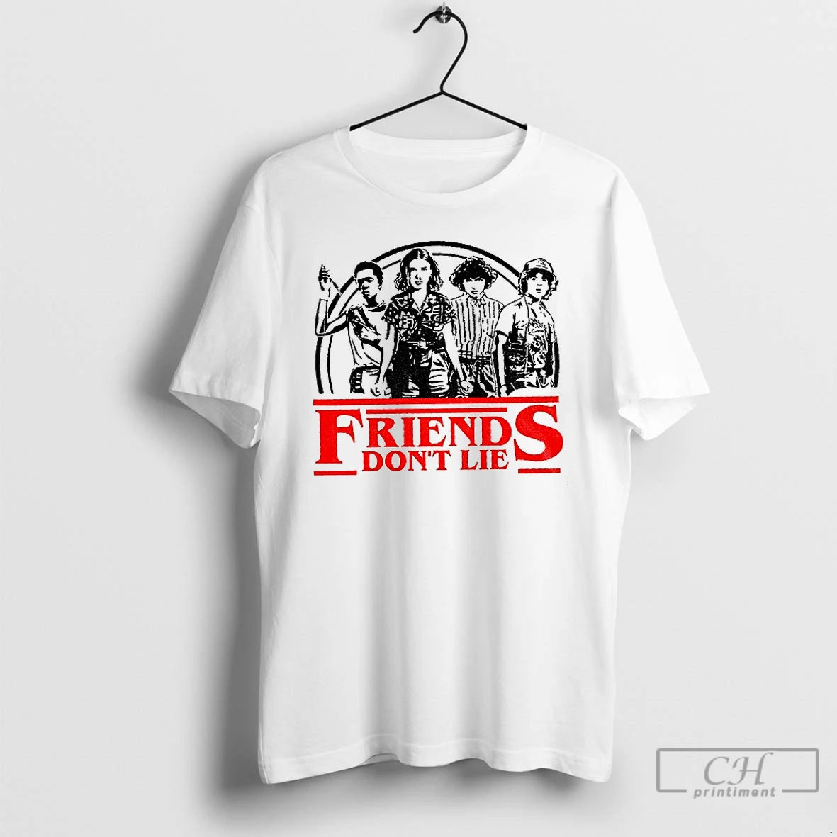Classic Friends Dont Lie Retro Stranger Style Quote T-Shirts, Hoodie, Sweatshirt | PopFlextees.com