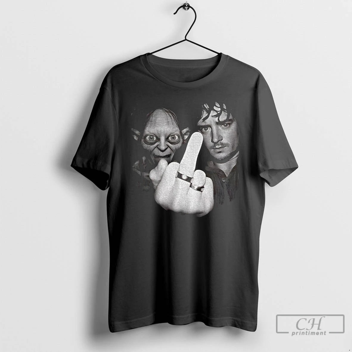 Classic Frodo Baggins Gollum Middle Finger Together Vintage T-Shirts, Hoodie, Sweatshirt | PopFlextees.com