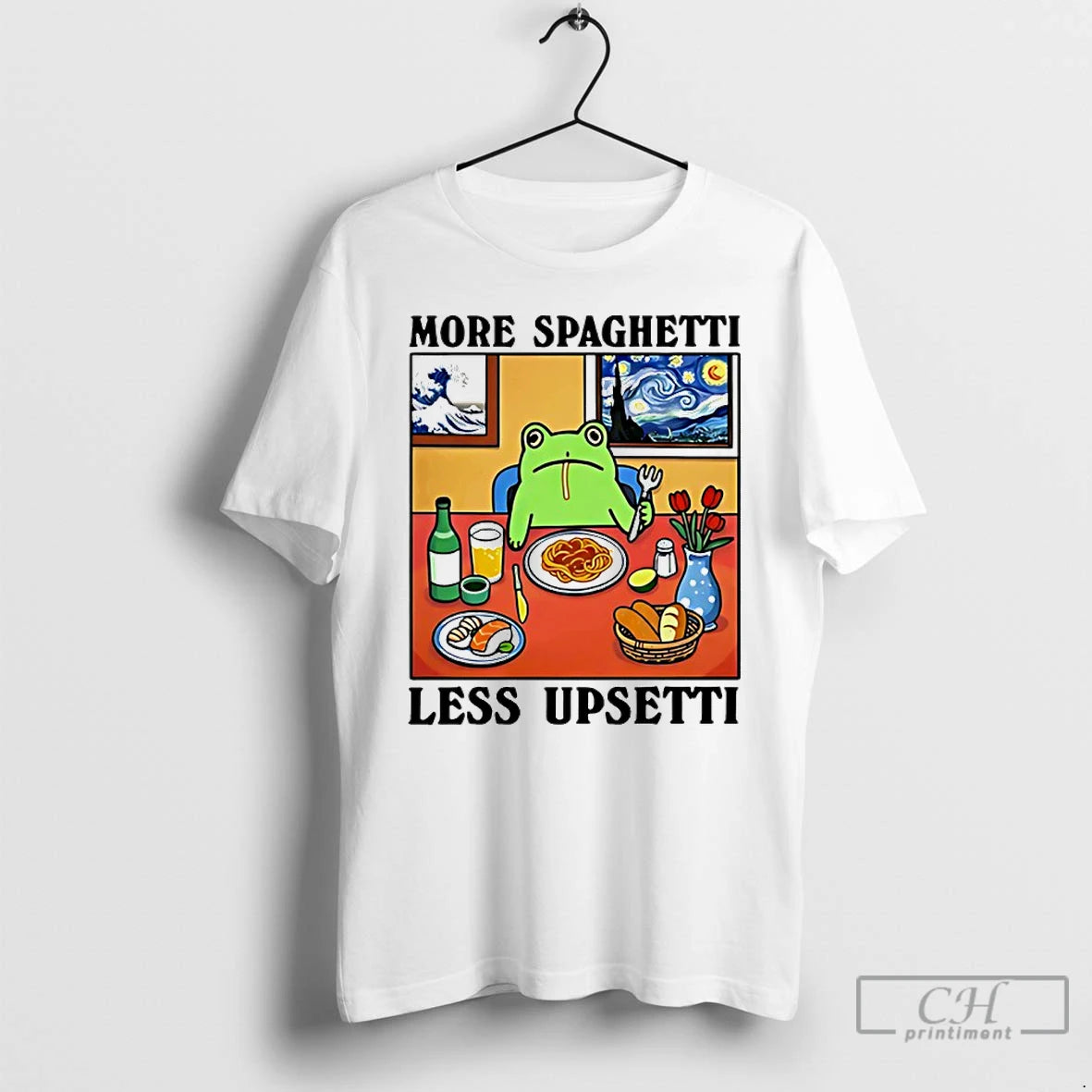 Classic Frog More Spaghetti Less Upsetti Meme T-Shirts, Hoodie, Sweatshirt | PopFlextees.com