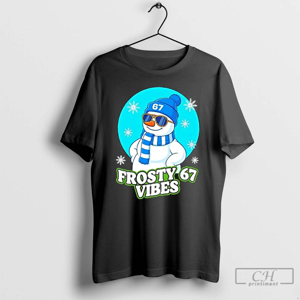 Classic Frosty Vibes 67 Snowman Six Seven Merry Christmas T-Shirts, Hoodie, Sweatshirt | PopFlextees.com