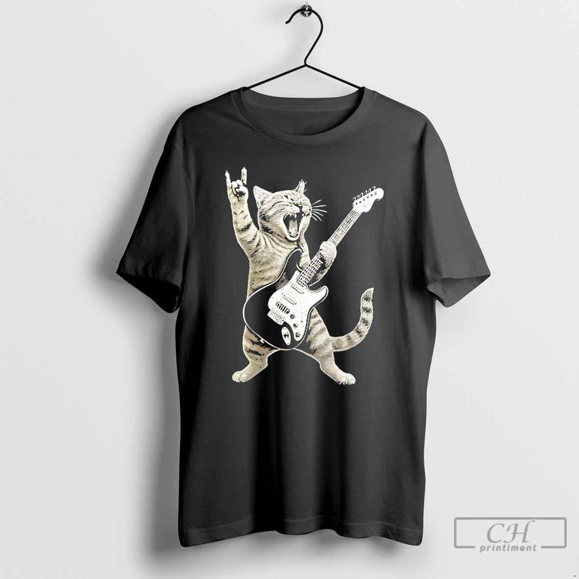 Classic Funny Cat Playing Guitar Rock And Roll T-Shirts, Hoodie, Sweatshirt | PopFlextees.com