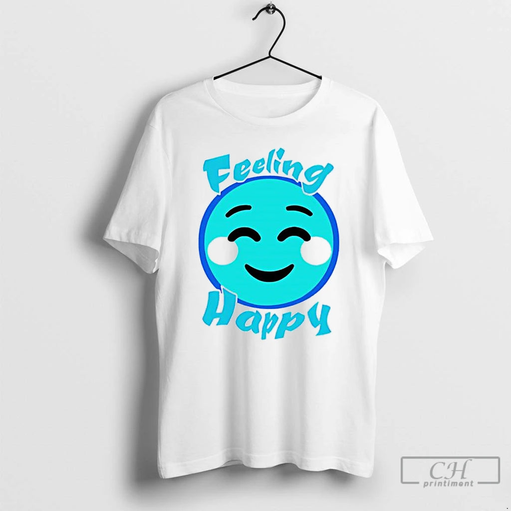 Classic Funny Feeling Happy Blue Emoticon T-Shirts, Hoodie, Sweatshirt | PopFlextees.com