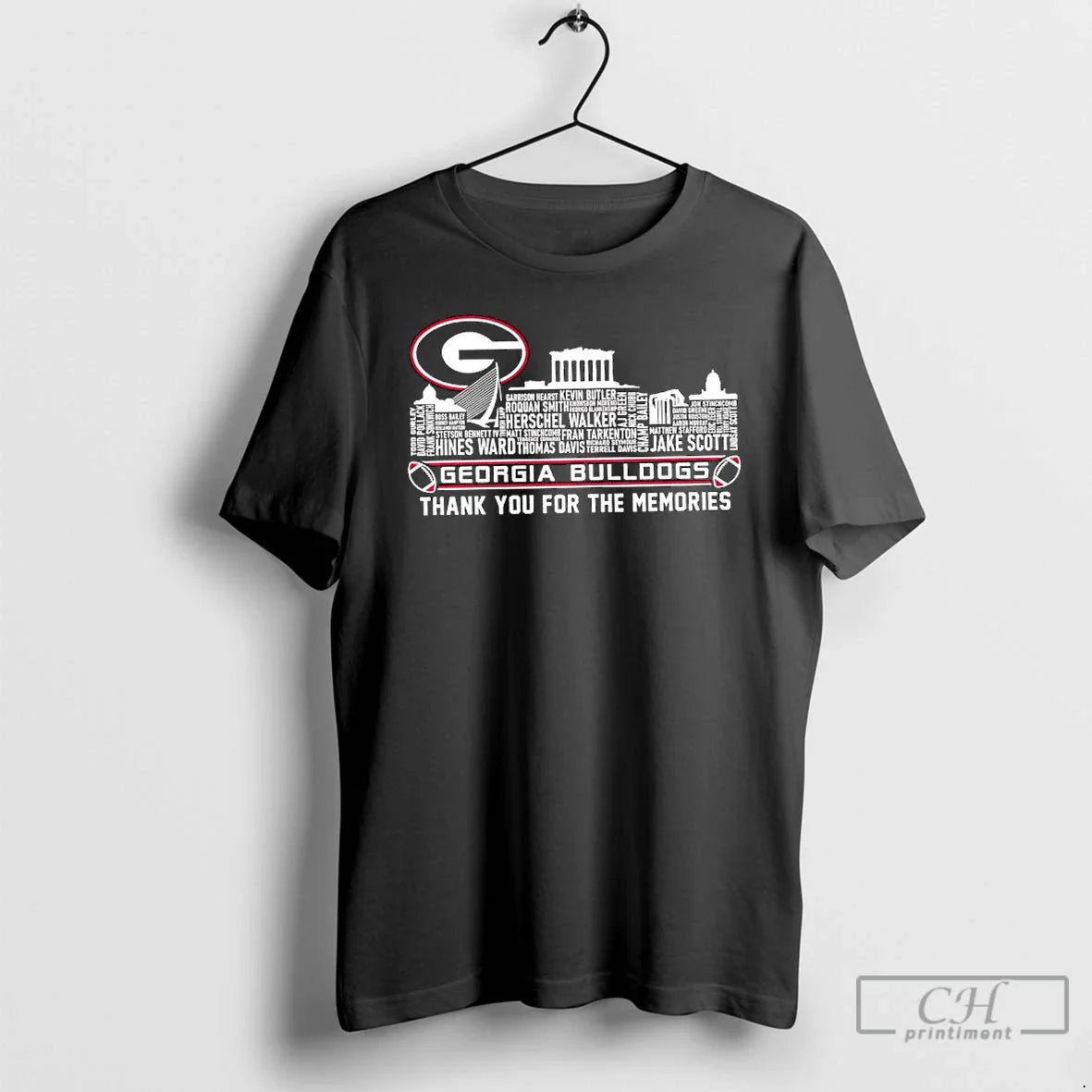 Classic Georgia Bulldogs Players Names City Skyline Thank You Memories T-Shirts, Hoodie, Sweatshirt