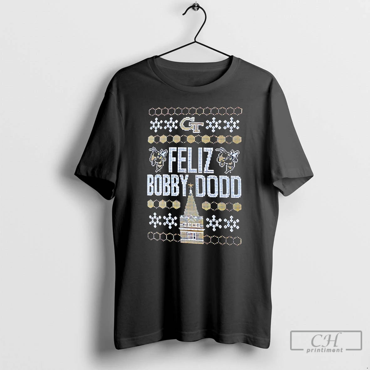 Classic Georgia Tech Yellow Jackets Feliz Bobby Dodd Ugly Christmas T-Shirts, Hoodie, Sweatshirt | PopFlextees.com