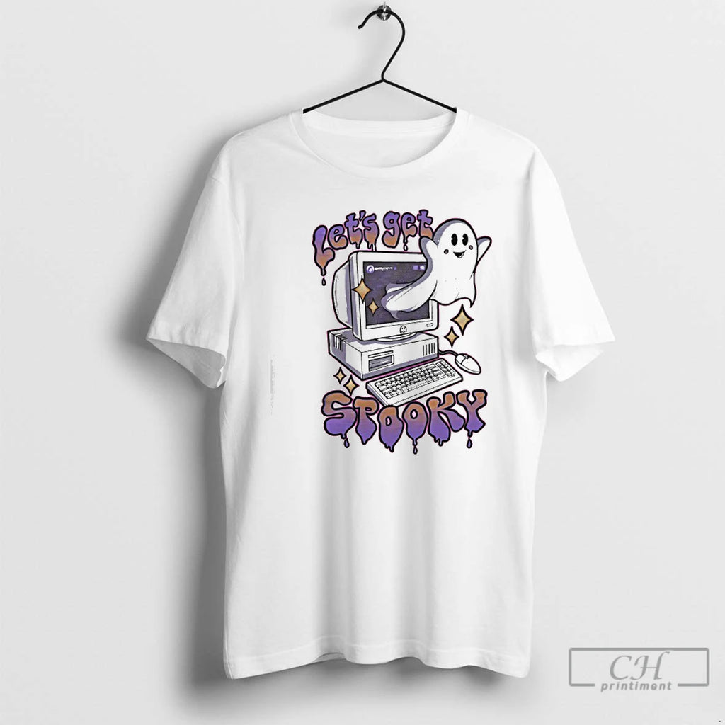 Classic Ghost Computer Haloween Lets Get Spooky T-Shirts, Hoodie, Sweatshirt | PopFlextees.com