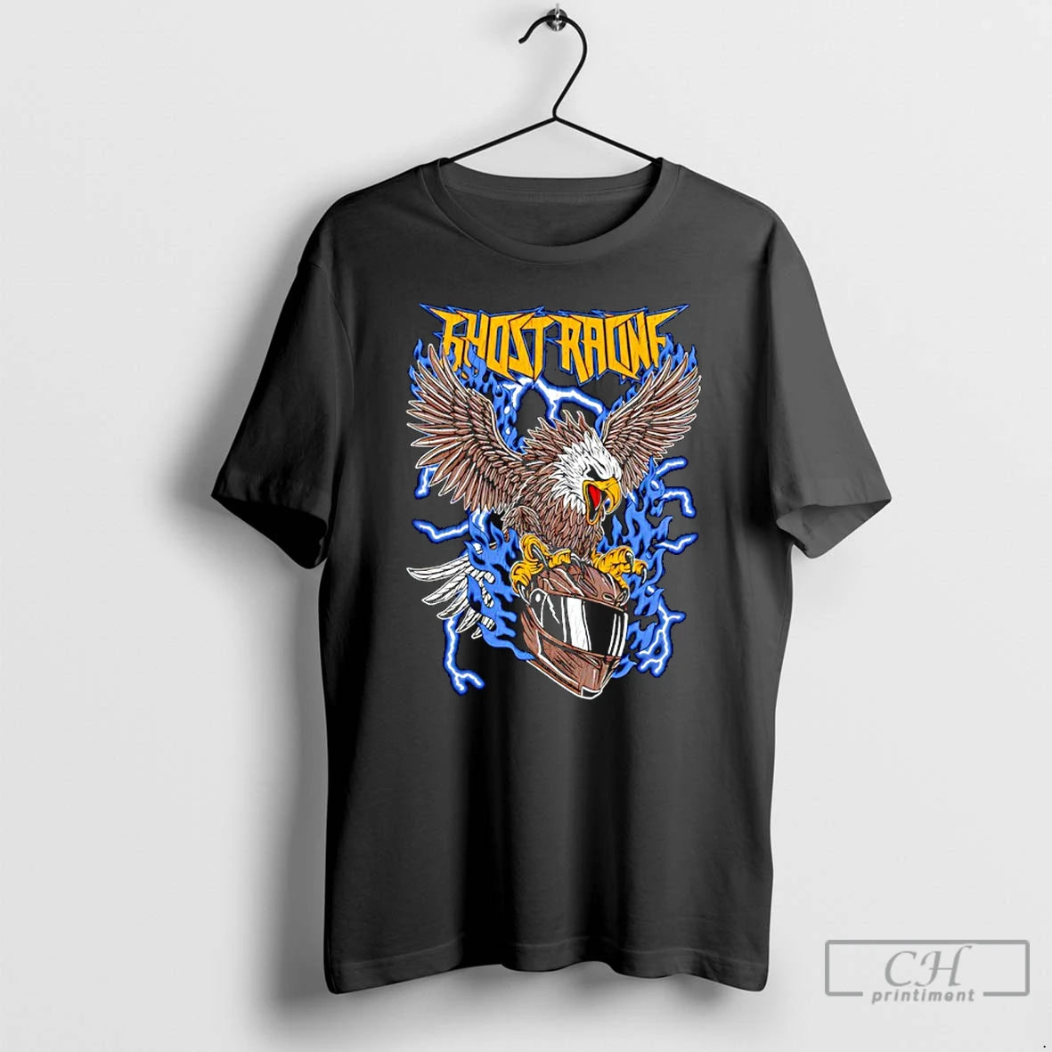 Classic Ghost Racing Blue Flaming Eagle T-Shirts, Hoodie, Sweatshirt | PopFlextees.com
