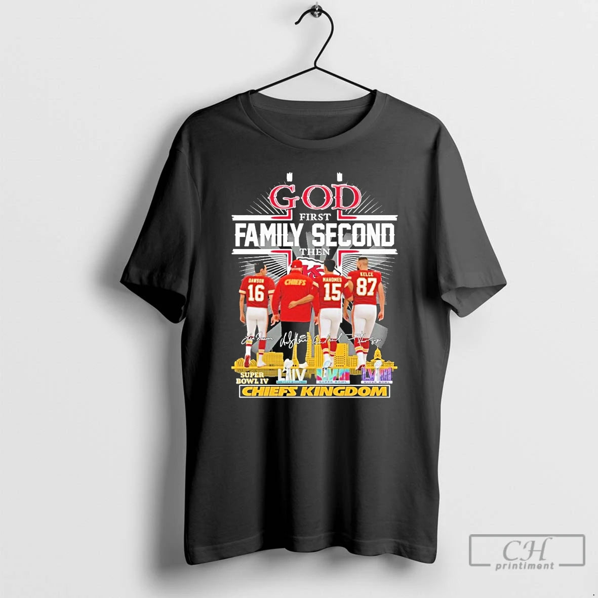 Classic God First Family Second Then Kansas City Chiefs Signature T-Shirts, Hoodie, Sweatshirt | PopFlextees.com