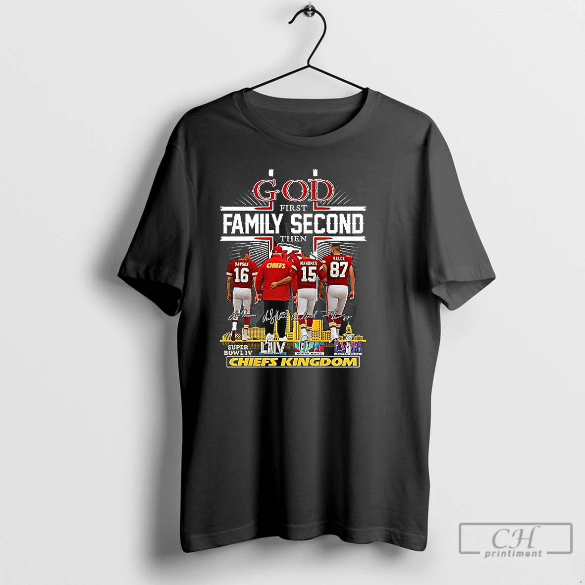 Classic God First Family Second Then Chiefs Kingdom Signature T-Shirts, Hoodie, Sweatshirt | PopFlextees.com