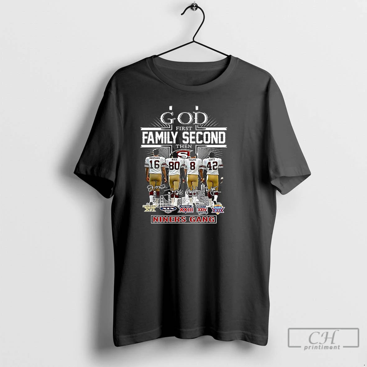 Classic God First Family Second Then Niners Gang Signature T-Shirts, Hoodie, Sweatshirt | PopFlextees.com