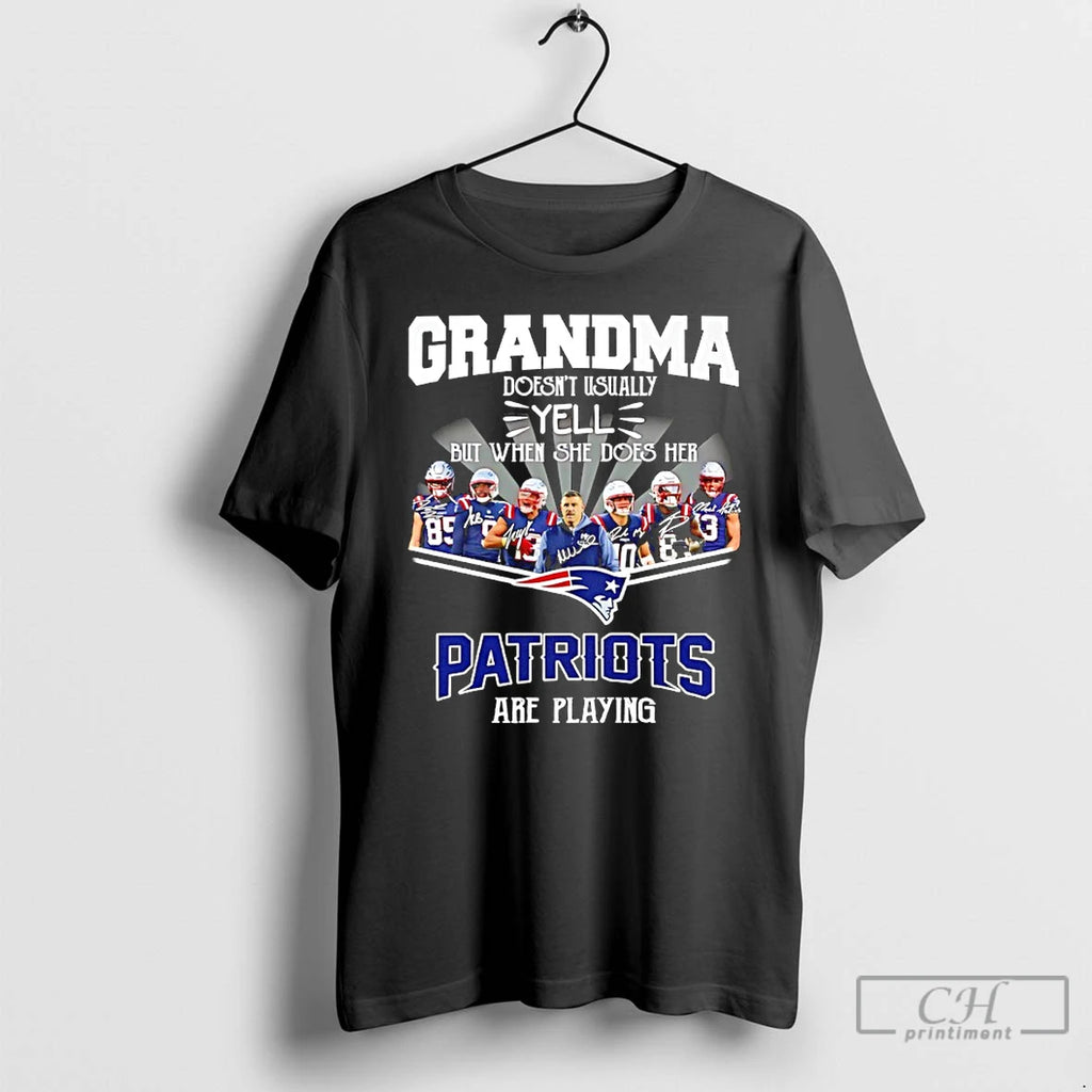 Classic Grandma Doesnt Usually Yell But When She Does Her Patriots Are Playing Signatures T-Shirts, Hoodie, Sweatshirt