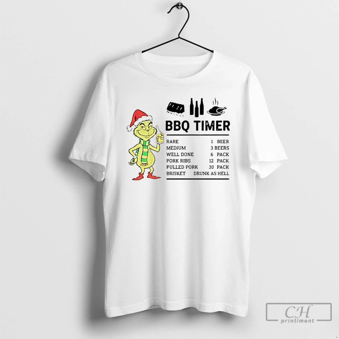 Classic Grinch Bbq Timer Brisket Drunk As Hell T-Shirts, Hoodie, Sweatshirt | PopFlextees.com