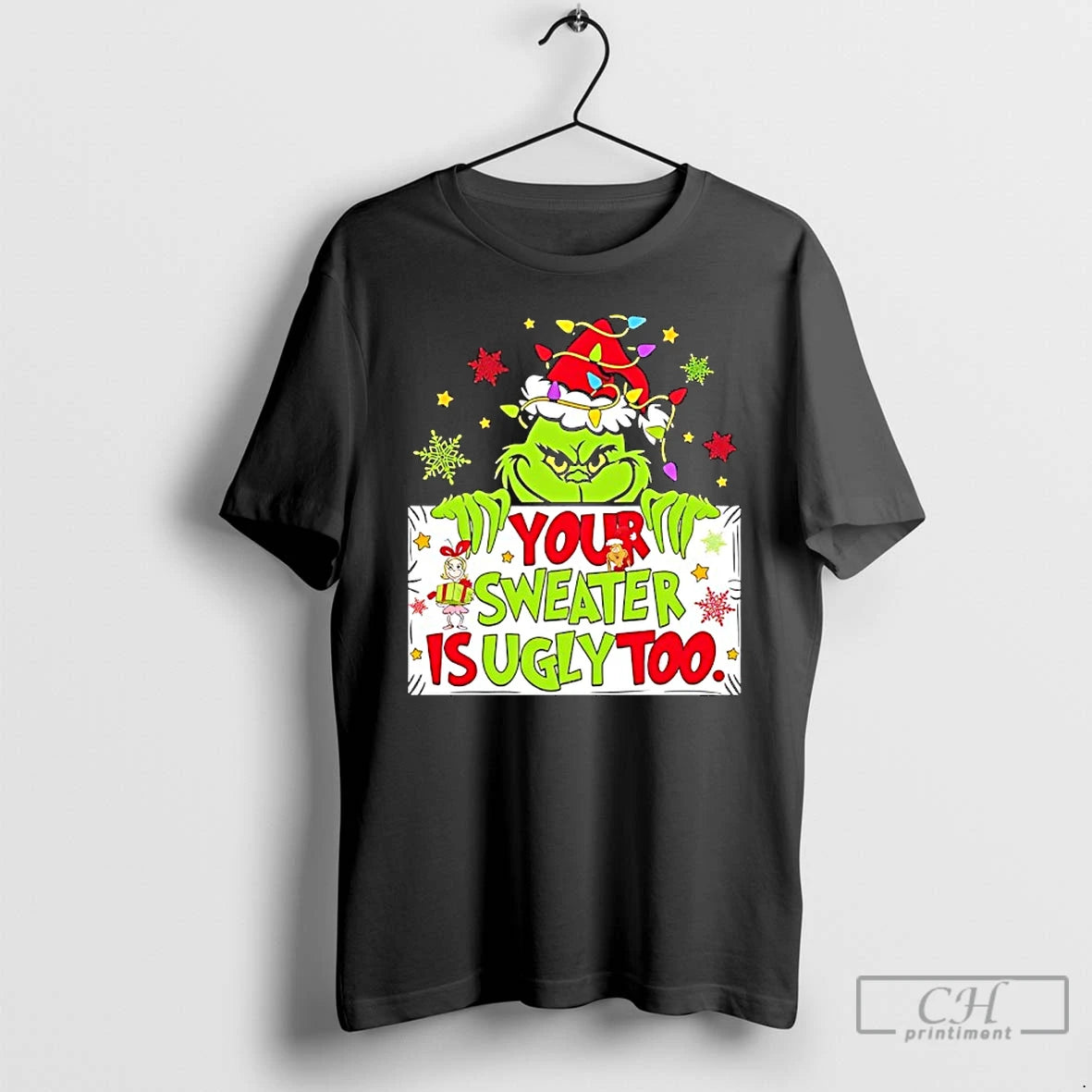 Classic Grinch Christmas Lights Yours Sweaters Is Ugly Too T-Shirts, Hoodie, Sweatshirt | PopFlextees.com