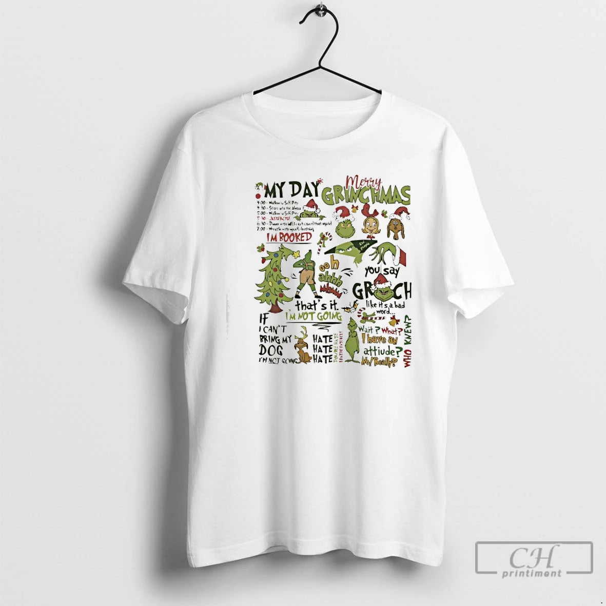 Classic Grinch My Day Christmas Quotes Collage Funny Holiday T-Shirts, Hoodie, Sweatshirt | PopFlextees.com